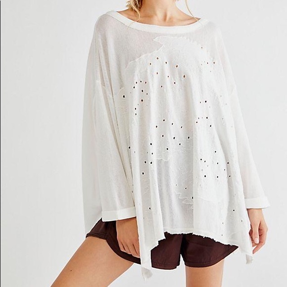 Free People Tops - Free People White Palm Tree Dreams Tee